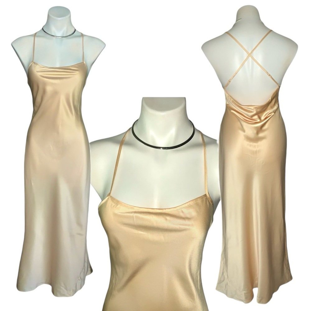 Vintage Champagne Satin Slip Dress
